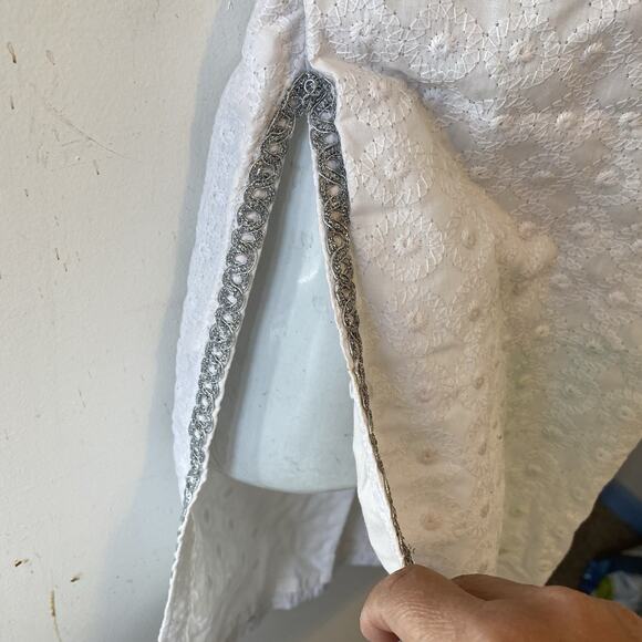 Vintage Mini Dress White Lace Butterfly Sequins Zip Back Split Side Jrs XS/S - Picture 8 of 9